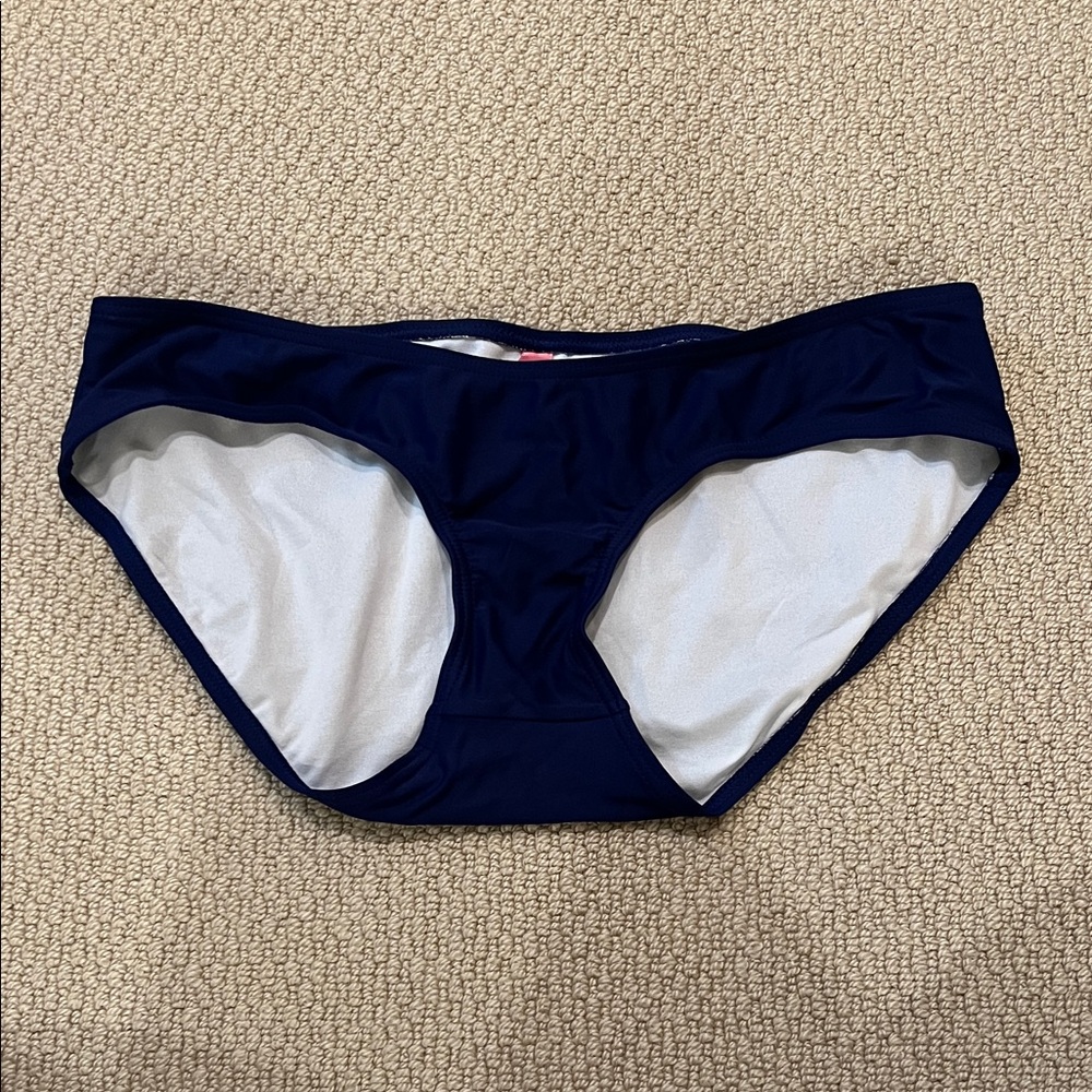 Glow & Grow Maternity Tankini Set S Navy White Striped Ruched Swim Top Bottom - Picture 5 of 6